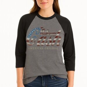 JOHNNY CASH Black All American Graphic Raglan Tee S/M